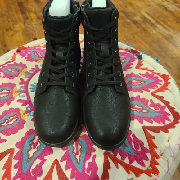 Men's high top black leather boots, Dream Apparel NEW size 12 - Picture 6 of 7